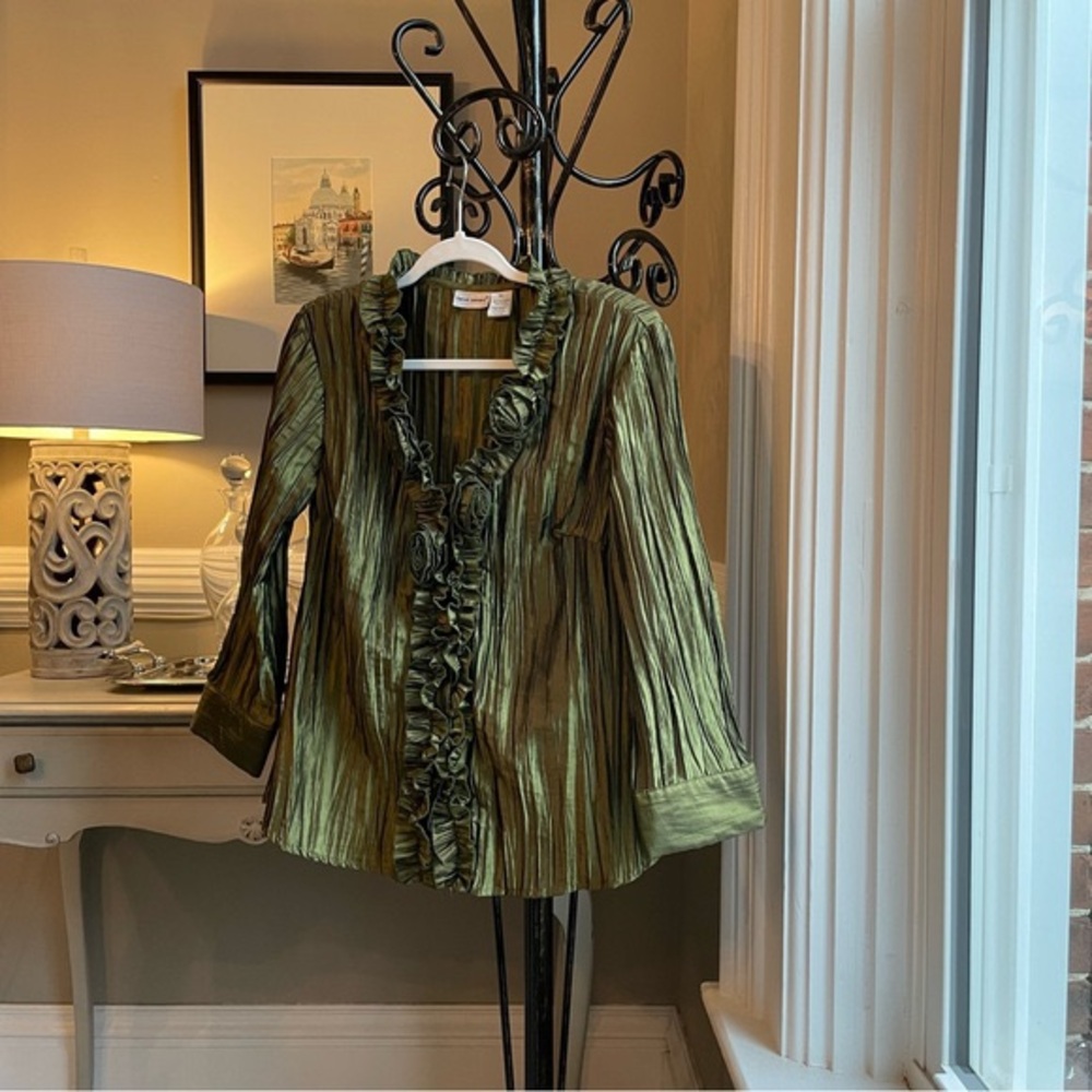 Green Ruffled Blouse